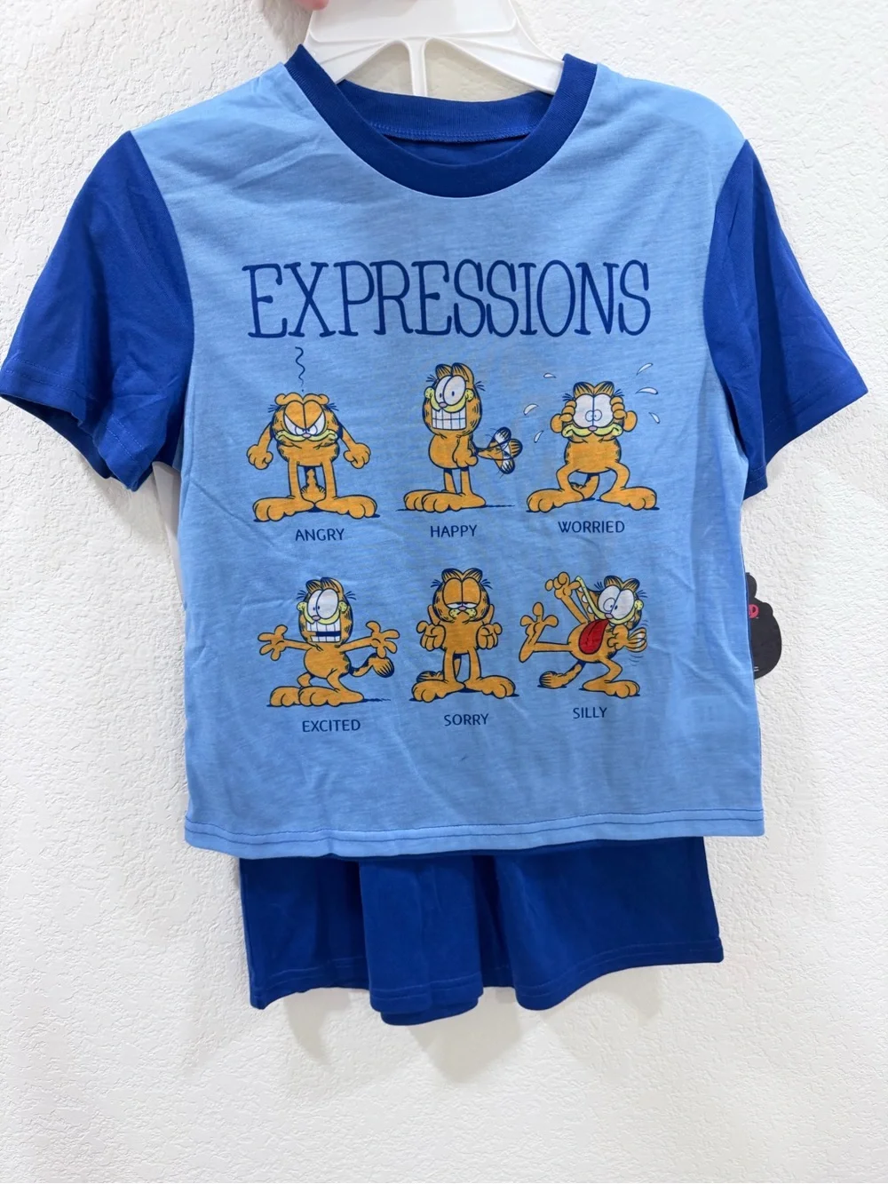 Garfield Expressions Light Blue & Royal Blue Kids Pajama Set